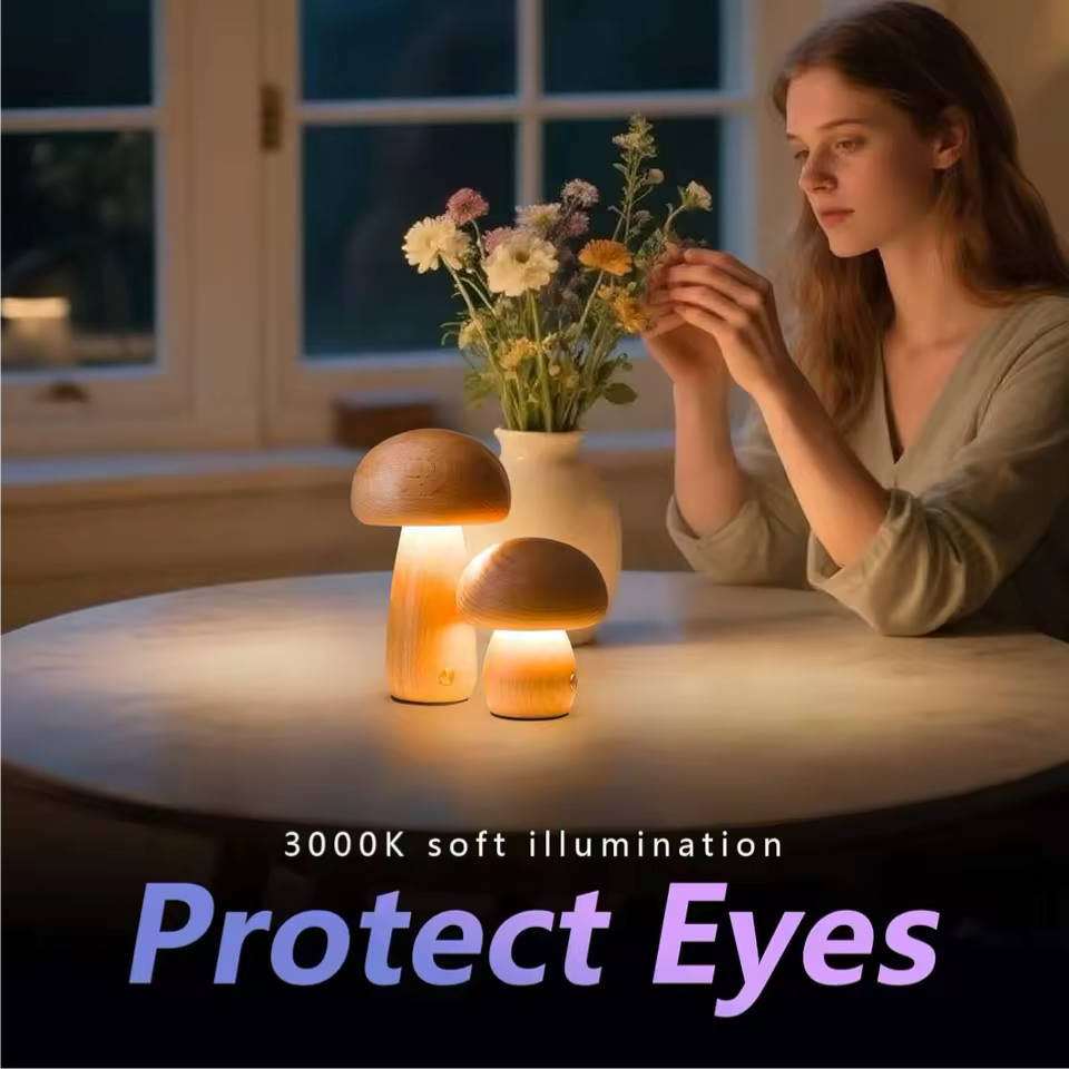 ComfyNest™ - Wood Mushroom Light My Store