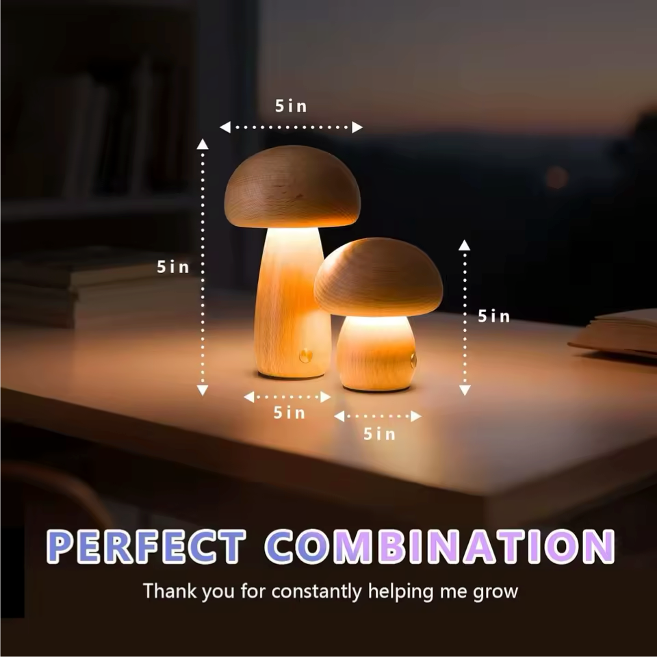 ComfyNest™ - Wood Mushroom Light My Store