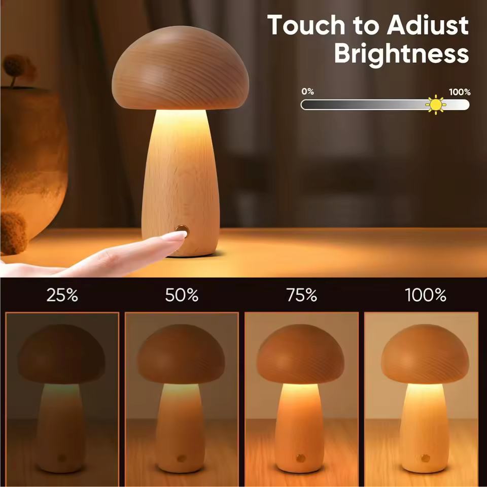 ComfyNest™ - Wood Mushroom Light My Store