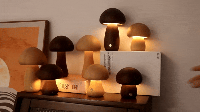 ComfyNest™ - Wood Mushroom Light My Store